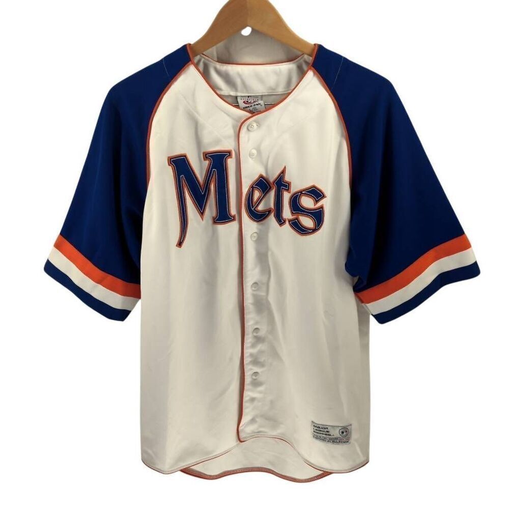 New York Mets NY MLB Official White Jersey True Fan L Large